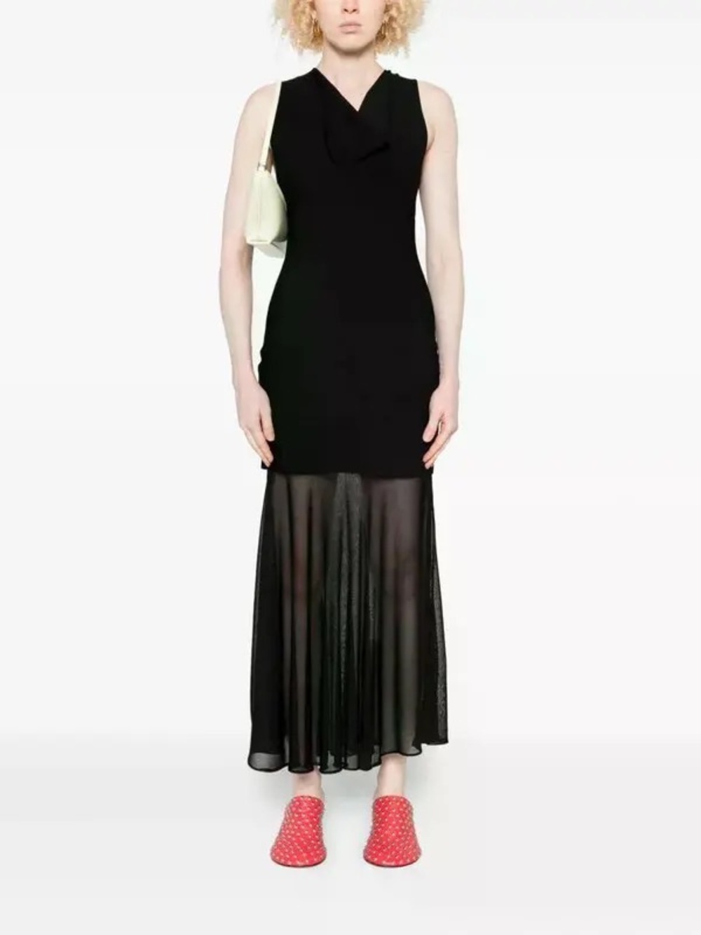 Simkhai Cowl-Neck Maxi Dress Elegant Black Sleeveless Gown DS3